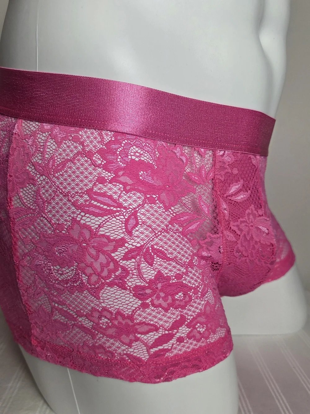 Cosabella Hot Pink Lace Boxer Briefs - Men's Stretch Lace